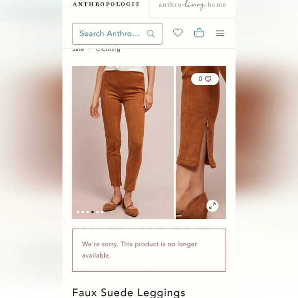 by Anthropologie Faux Suede Brown Legging Pants with Zipper Ankles 25 - Picture 10 of 15